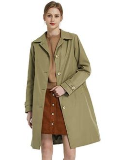 Women's Long Double Breasted Trench Coat with Belt Midi Length Overcoat
