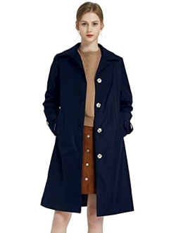 Women's Long Double Breasted Trench Coat with Belt Midi Length Overcoat