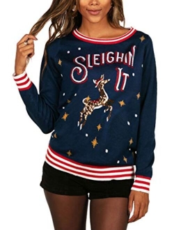 Ugly Christmas Sweaters for Women Tacky Happy Holidays Women's Sweater with Tassels