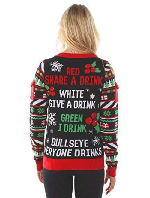 Tipsy Elves Ugly Christmas Sweaters for Women Tacky Happy Holidays Women's Sweater with Tassels