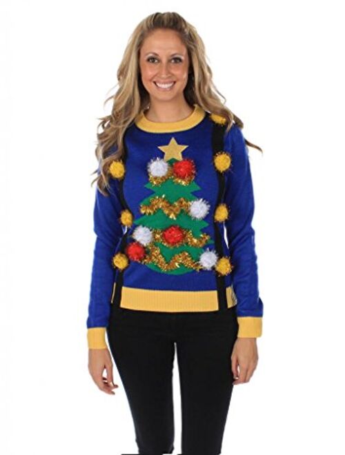 Tipsy Elves Ugly Christmas Sweaters for Women Tacky Happy Holidays Women's Sweater with Tassels