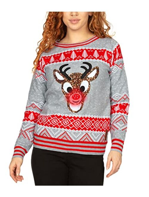 Tipsy Elves Ugly Christmas Sweaters for Women Tacky Happy Holidays Women's Sweater with Tassels