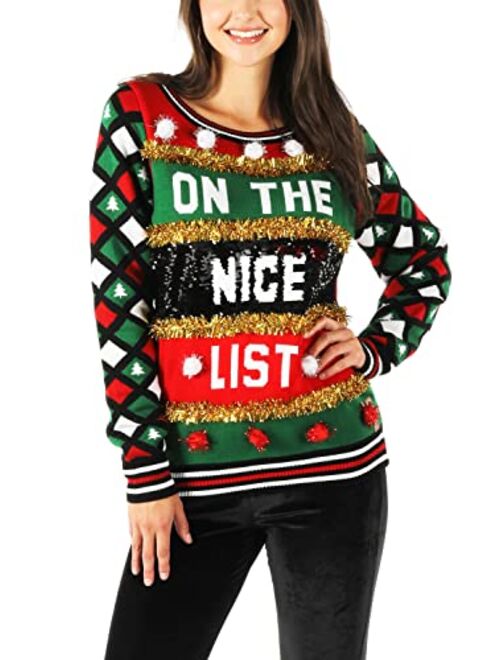 Tipsy Elves Ugly Christmas Sweaters for Women Tacky Happy Holidays Women's Sweater with Tassels
