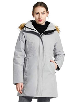 Women's Hooded Down Jacket Stand Collar Winter Coat Windproof Parka