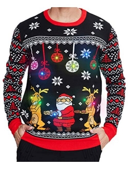 Goodstoworld Men/Women Light Up Knitted Ugly Christmas Sweater with Multi-Colored Led Flashing Lights