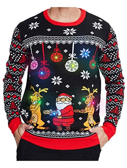 Goodstoworld Men/Women Light Up Knitted Ugly Christmas Sweater with Multi-Colored Led Flashing Lights