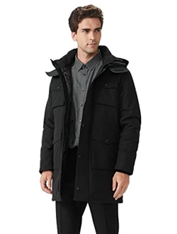 OrolayMen'sWindproofDownCoat Hooded Winter Parka ThickenJacketwithMulti-Pockets