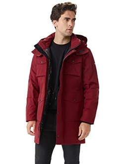 OrolayMen'sWindproofDownCoat Hooded Winter Parka ThickenJacketwithMulti-Pockets