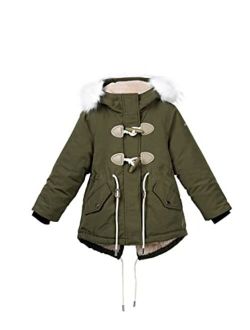 Girls' Toggle Puffer Jacket Boys' Soft Fleece Lined Winter Coat with Hooded
