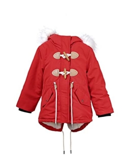 Girls' Toggle Puffer Jacket Boys' Soft Fleece Lined Winter Coat with Hooded