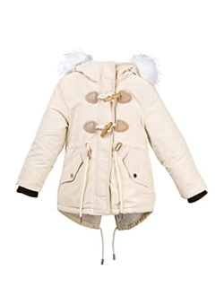 Girls' Toggle Puffer Jacket Boys' Soft Fleece Lined Winter Coat with Hooded