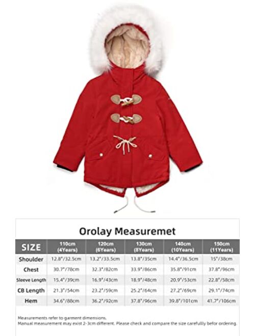 Orolay Girls' Toggle Puffer Jacket Boys' Soft Fleece Lined Winter Coat with Hooded