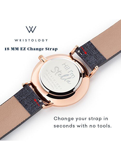 WRISTOLOGY Olivia Womens Numbers Large Face Easy to Read Analog Watch with Second Hand - Metal Mesh Band - for Nurses Teachers Seniors