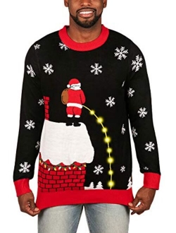 Light Up Ugly Christmas Sweaters for Men Bright LED Holiday Pullovers for Showing Off