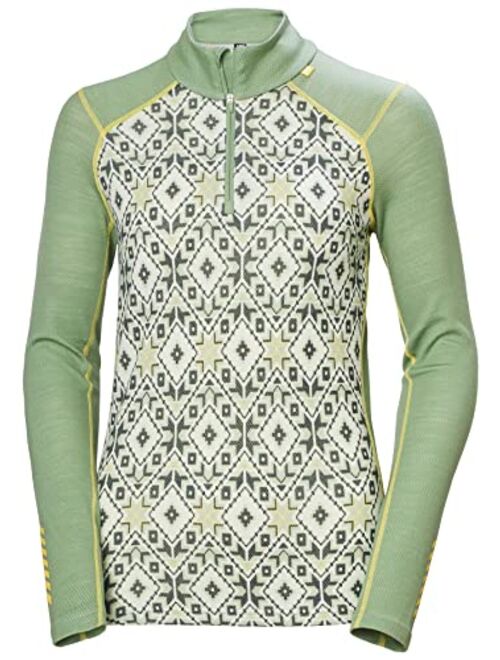 Helly Hansen 49410 Women's LIFA Merino Midweight Graphic 1/2 Zip Base Layer Shirt