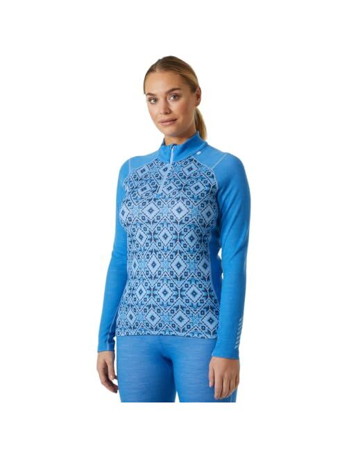 Helly Hansen 49410 Women's LIFA Merino Midweight Graphic 1/2 Zip Base Layer Shirt