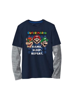 Nintendo Boys Super Mario Bros, Mario Kart Long Sleeve Graphic Tee Shirt Top