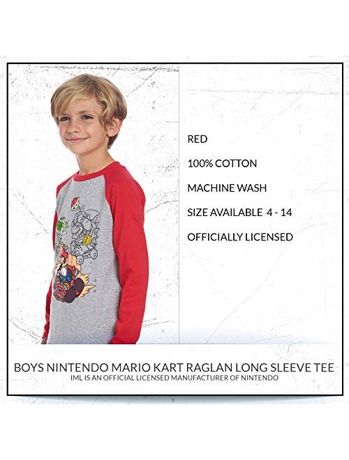 Nintendo Boys Super Mario Bros, Mario Kart Long Sleeve Graphic Tee Shirt Top