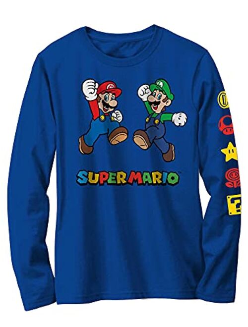 Nintendo Boys Super Mario Bros, Mario Kart Long Sleeve Graphic Tee Shirt Top