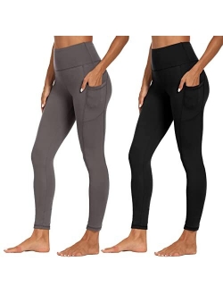 High Waist Yoga Pants with Pockets for Women - Tummy Control 4 Way Stretch Workout Running Yoga Leggings