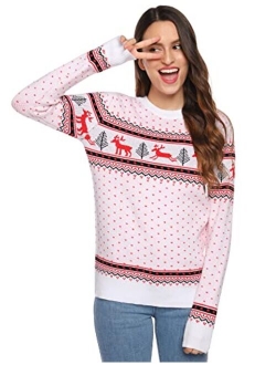 Aiboria Matching Family Ugly Christmas Reindeer Snowflakes Sweater Pullover for Women/Men/Boys/Girls