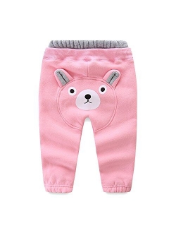 Mud Kingdom Kids Fleece Jogger Pants Winter Cute Bear