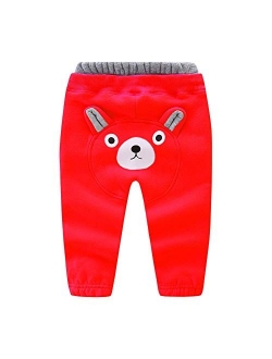 Mud Kingdom Kids Fleece Jogger Pants Winter Cute Bear