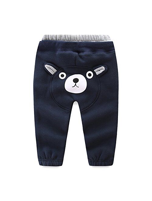 Mud Kingdom Kids Fleece Jogger Pants Winter Cute Bear