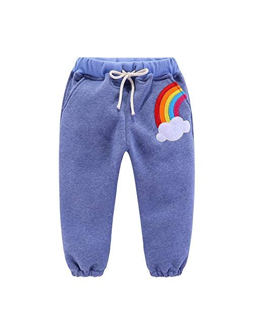 Mud Kingdom Kids Fleece Jogger Pants Winter Cute Bear