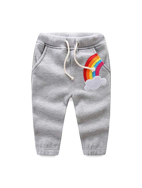 Mud Kingdom Kids Fleece Jogger Pants Winter Cute Bear