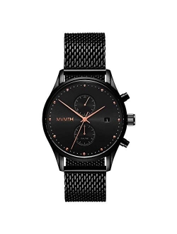 Men's Analog Minimalist Watch with Dual Time Zones