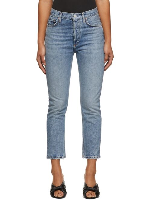 AGOLDE Blue Riley High-Rise Straight Crop Jeans