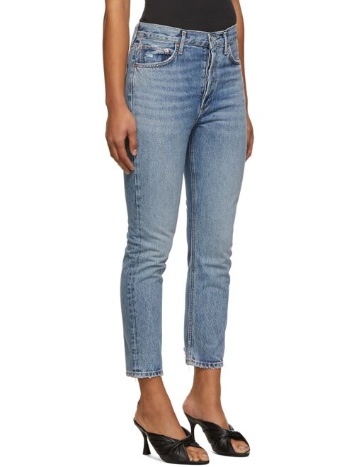 AGOLDE Blue Riley High-Rise Straight Crop Jeans