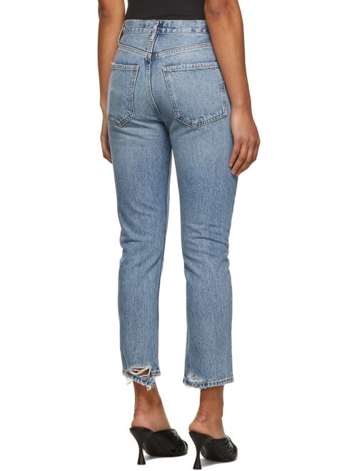 AGOLDE Blue Riley High-Rise Straight Crop Jeans