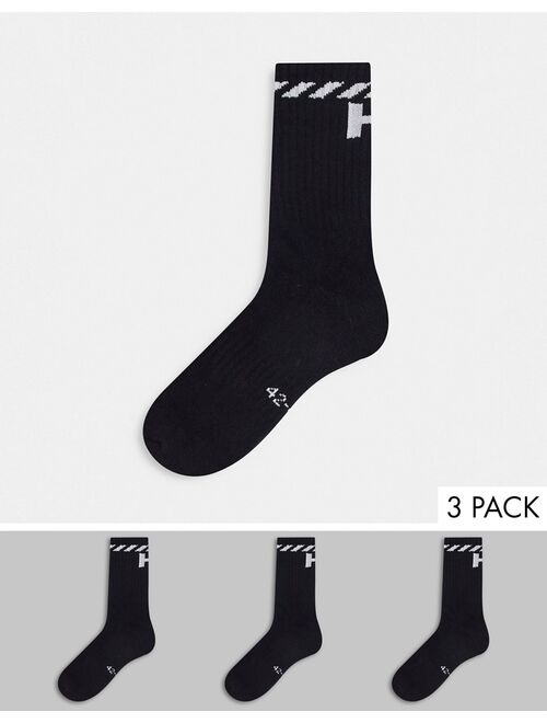 Helly Hansen 3 pack logo socks in black