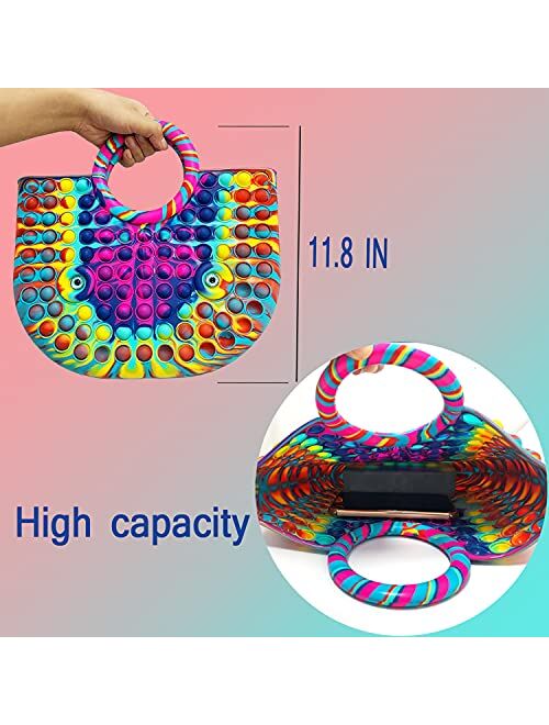 Push Bubble Fidget Pop Handbags， Fidget Handbag Toys for Girls and Women's Handbags Pop Bubble Fidget Sensory Toy Handbags (Rainbow)