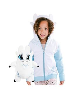 Cubcoats Light Fury Dragon 2 in 1 Transforming Zip Up Hoodie and Soft Plushie. How to Train Your Dragon, Glow in The Dark White