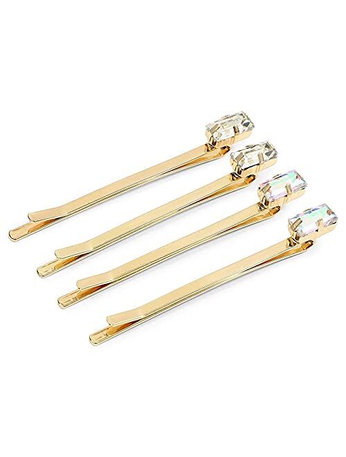 Decorative Jeweled Bobby Pins with Rhinestone Gems for Women's Hair (10 Pack)