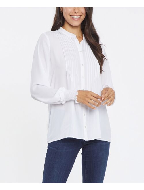 Nydj Women's Pleated Front Peasant Blouse