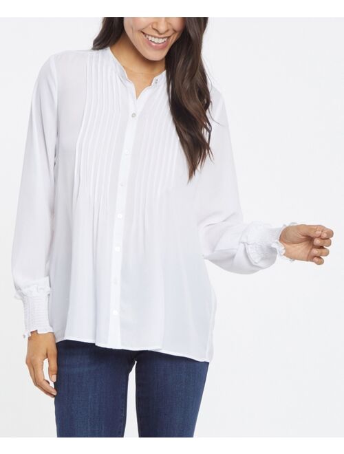 Nydj Women's Pleated Front Peasant Blouse