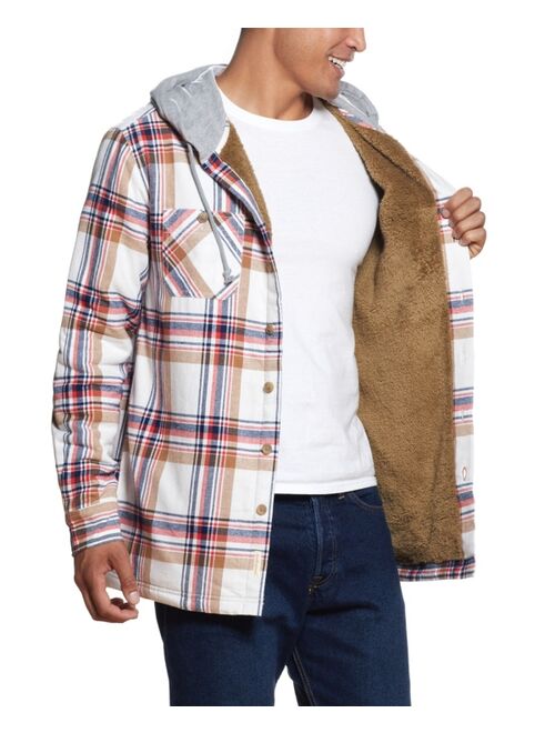 Weatherproof Vintage Fleece Lined Flannel Hoodie Zip Up Shirt Jacket