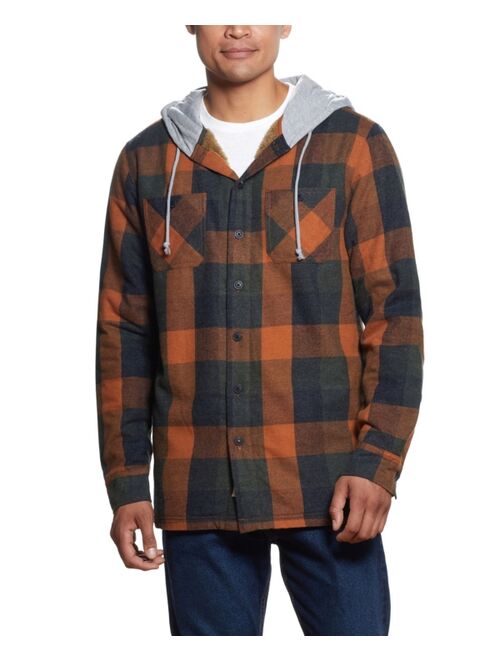 Weatherproof Vintage Fleece Lined Flannel Hoodie Zip Up Shirt Jacket