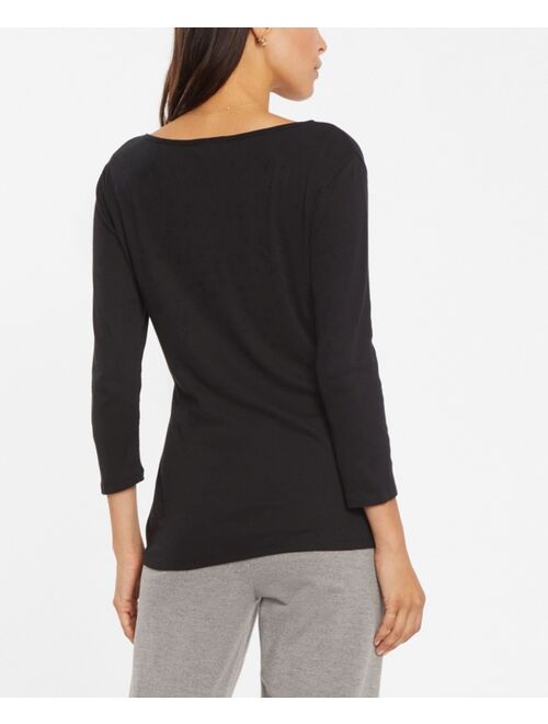 Nydj Women's 3/4 Sleeve Ribbed Tee