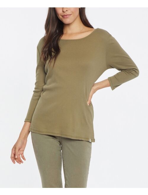 Nydj Women's 3/4 Sleeve Ribbed Tee