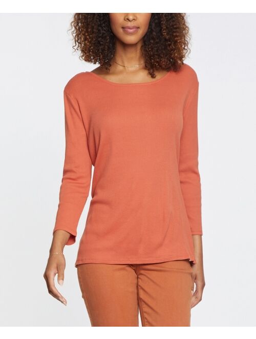 Nydj Women's 3/4 Sleeve Ribbed Tee