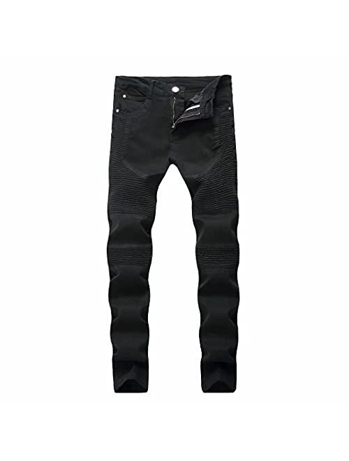 Boy's Slim Skinny Ripped Distressed Stretch Moto Biker Fashion Fit Denim Jeans