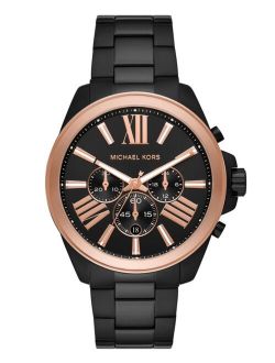 Men's Wren Black Ion Plated Two-Tone Stainless Steel Bracelet Watch, 44mm