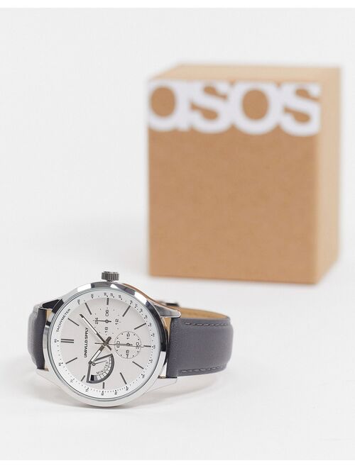 Asos Design classic watch with gray strap in silver tone