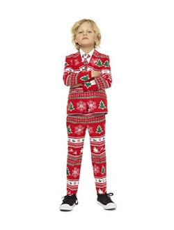 Christmas Suits for Boys in Different Prints Ugly Xmas Sweater Costumes Include Jacket Pants & Tie