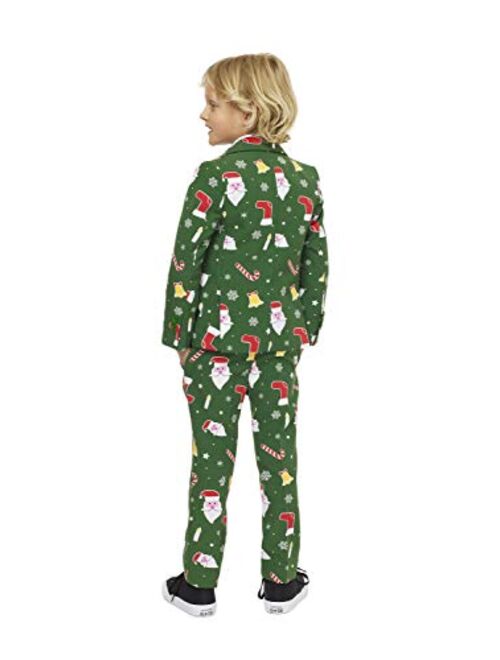 Opposuits Christmas Suits for Boys in Different Prints – Ugly Xmas Sweater Costumes Include Jacket Pants & Tie